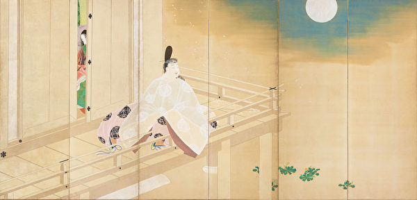 松冈映丘1912年绘制的《源氏物语》主题屏风之一。（大都会艺术博物馆提供）