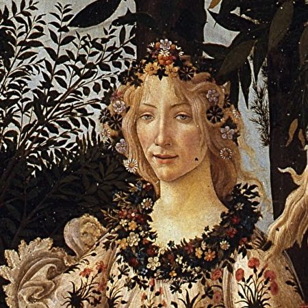 花神芙萝拉，桑德罗·波提切利（Sandro Botticelli）《春》（Primavera）局部。（公有领域）