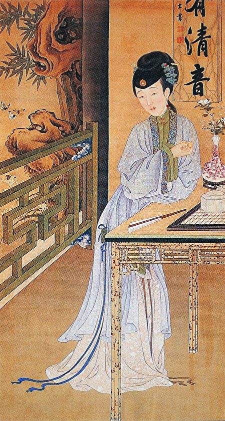 清人绘《雍正十二美人图》之消夏赏蝶，人物以那拉氏为原型。（公有领域）
