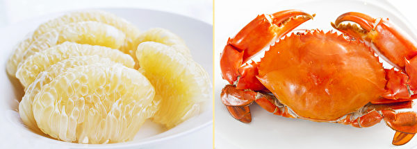 柚子可以和螃蟹一起吃吗？（Shutterstock、Fotolia/大纪元合成）