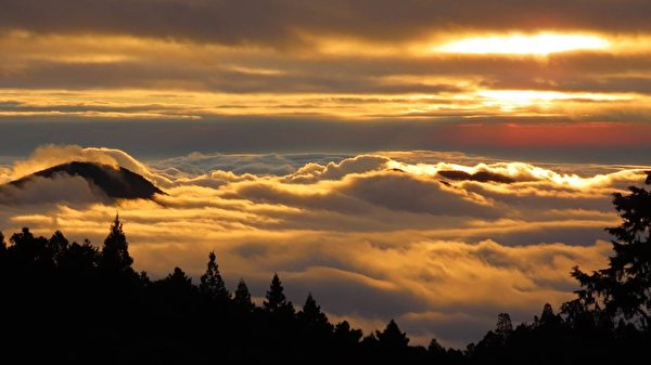 【視頻】阿里山罕見美景 夕陽如雞蛋黃