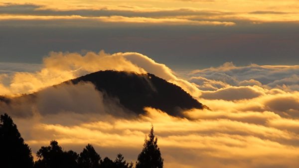 【視頻】阿里山罕見美景 夕陽如雞蛋黃