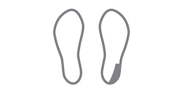 鞋底磨損類型之：單腳鞋跟磨損。（三采文化提供）