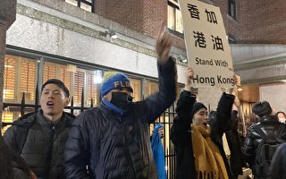 纽约港人挺香港学生“追究警察滥权 反暴政”