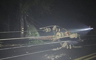 北加州圣拉斐电线杆倒下  造成三千多家用户停电