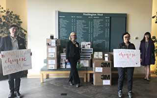舊金山灣區菲利蒙市華人社區 捐贈華盛頓醫院四千只口罩物資