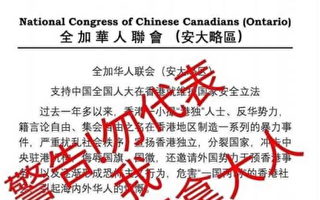 华联会保共挺港“国安法”加拿大华人反弹