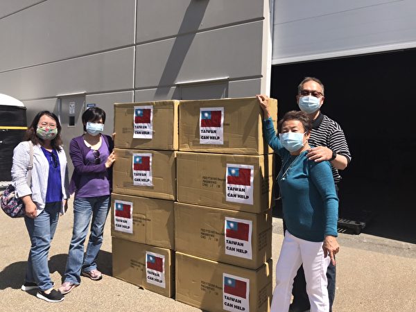 图：大温哥华台湾同乡会7月中旬再次捐赠N95防护面罩，协助加拿大社区共同防治疫情。（大温哥华台湾同乡会提供）