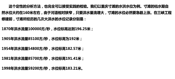 中国水力发电工程学会2010年《三峡水库蓄水对重庆的水位的影响分析》文章披露寸滩历史上几次大洪水的水位。（网页截图）