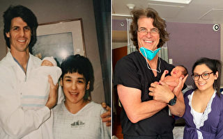 美國母子由同一醫生接生 隔25年拍同款照片