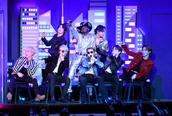 BTS perform during the 62nd Annual Grammy Awards