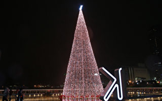 基隆海洋廣場燈塔 17米聖誕樹點燈