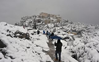 組圖：希臘遭寒流侵襲 雅典降罕見大雪