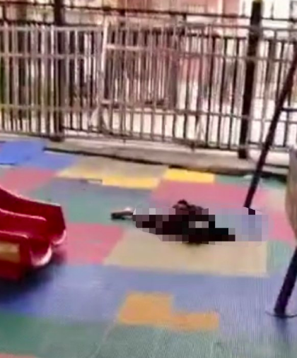 4月28日下午，廣西玉林北流市新豐鎮一幼兒園發生砍人事件。圖為幼兒園現場。（微博圖片）