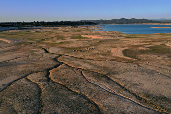 组图：加州持续干旱 佛森湖蓄水量仅剩38%