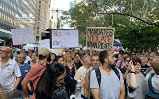 纽约市政厅千人集会 抗议强制疫苗