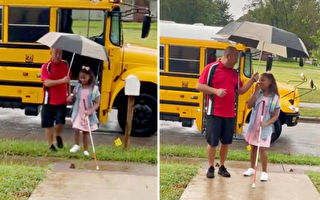 善良司機幫助九歲失明女孩乘校車上學