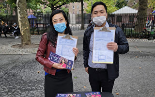 黃敏儀和陳海靈舉行選民登記活動