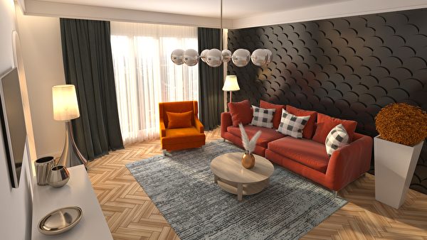 Interior Of The Living Room 3d Illustration