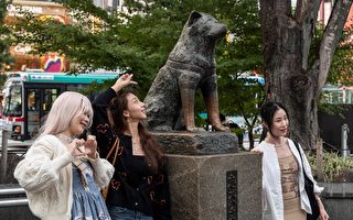 日本忠犬八公百歲冥誕 遊客爭相與銅像合照
