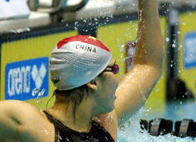 大陆选手杨雨打破２００公尺蝶式游泳世界纪录