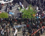 大批的警察為游行隊伍開道，導向日本駐上海領事館(照片為游行示威目擊者提供)