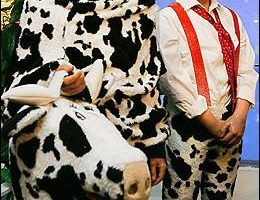 英蠟像館耶誕展出 布什與布萊爾著牛裝亮相