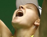 捷克女将莎伐洛娃 Lucie Safarova胜利欢呼 /AFP/Getty Images
