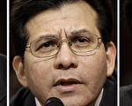 2007 年4月19 日，美国司法部长龚萨雷斯(Alberto Gonzales)今天在参议院听证会上面临共和党议员倒戈要求辞职的呼声。（AFP PHOTO/Brendan SMIALOWSKI）