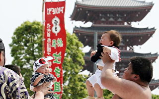 组图：祈福   日本浅草寺举行婴孩哭泣比赛