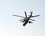 俄国直升机在南奥塞梯上空盘旋。(DIMITAR DILKOFF/AFP/Getty Images)