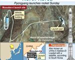 美国一个研究机构今天公布相信是第一批公开可用的朝鲜发射火箭卫星照片。//法新社