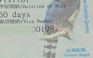 台灣首發特有藍鵲簽證貼紙