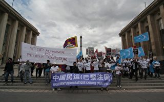 维族人及支持者巴黎人权广场示威抗议