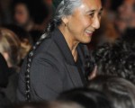 維吾爾族流亡活動人士熱比亞(Rabiya Kadeer) 8月11日在堪培拉的澳大利亞全國記者俱樂部發表演講，抨擊北京的民族政策。(AFP)