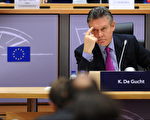 欧盟贸易新专员，比利时的卡洛德古赫特，在欧洲议会上谴责中国强硬的汇率变化政策和故意低估人民币。（AFP）