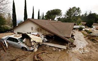 组图: 洛杉矶暴雨引发土石流　高级住宅区受灾最重