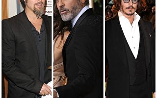 好萊塢三大影帝，布萊德‧彼特、強尼‧戴普和喬治‧克隆尼共同角逐爭演《龍紋身的女孩》(圖/Getty Images)
