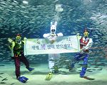 組圖：新年快樂！韓潛水員扮兔水中拜年