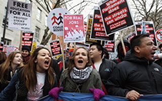 英國學生與工會聯合示威