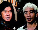 香港立法會議員紛紛祝賀新唐人電視亞太台續約成功。由左至右：梁國雄、梁耀忠。（大紀元）