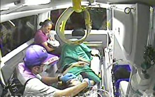 桃园消防救护员迎接早产女娃娃