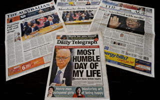 梅铎7月20日在伦敦听证会纷纷登上澳洲报纸头版。（AFP）