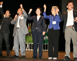 圖:民進黨2012總統候選人蔡英文訪美,9月18日抵達洛杉磯,舉行3,000人造勢大會。﹙攝影︰袁玫/大紀元﹚