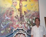 美术耆老何文杞画业60年见证台湾民主化，作品勾勒出台湾人的共有的记忆，及争取言论自由百分之百的艰辛过程。 （屏东县文化处提供）