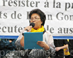 巴黎越南青年协会（Association des Jeunes Vietnamiens de Paris）公关部主席TRAN DUNG-NGHI女士敦促越南政府不要屈从于中共的压力，坚持言论自由的国际准则。（摄影：杨浩/大纪元）