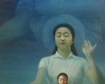 新唐人電視臺第三屆「全世界華人人物寫實油畫大賽」，美國畫家陳肖平以畫作《眼裡的媽媽（又名純淨入仙境）》獲金獎。(新唐人提供)