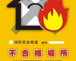 消防安全不合格場所  消防局貼標誌