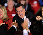 共和黨候選人羅姆尼在1月31日佛州選舉前的聚會上。  （圖片來源：Chip Somodevilla / 2012 Getty Images）