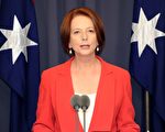澳洲總理吉拉德表示工黨的黨魁爭奪風暴已經結束，她誓言要把澳洲人民放在政府所做的一切工作的中心。(TORSTEN BLACKWOOD/AFP/Getty Images)